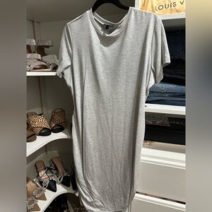 Express gray t shirt dress with ruching at sides